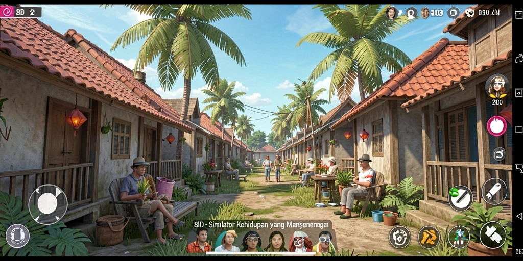 Tangkapan layar utama 8ID yang menunjukkan gameplay simulasi kehidupan.