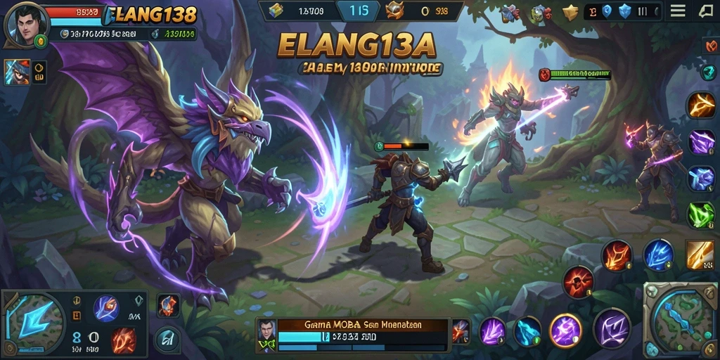 Tampilan gameplay seru dari ELANG138 dengan aksi MOBA yang mendebarkan.