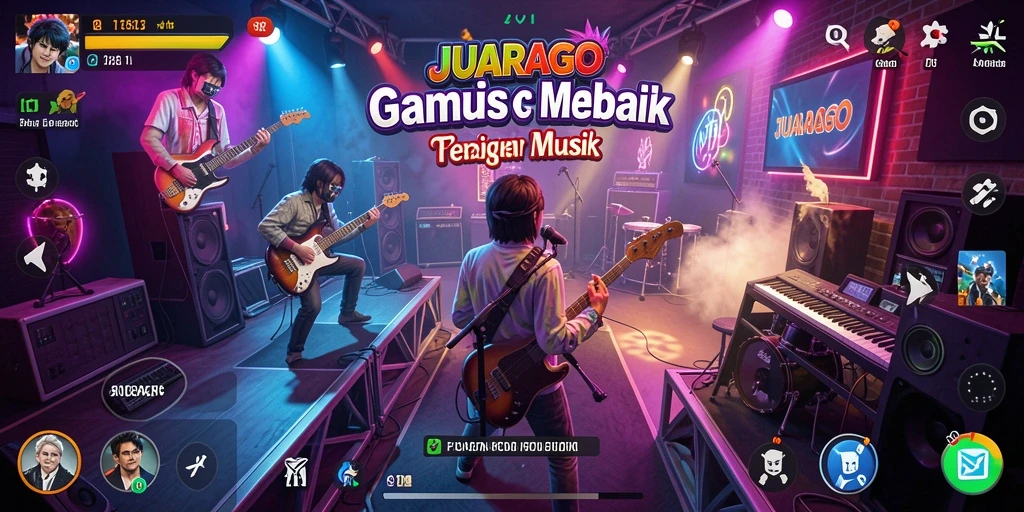 Tampilan gameplay JUARAGO yang seru dengan berbagai pilihan lagu.