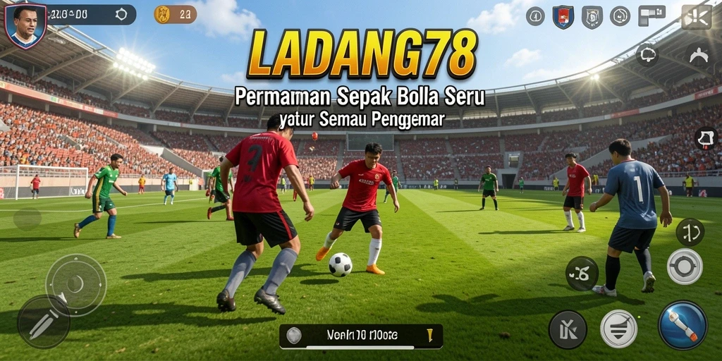 Tampilan gameplay menarik LADANG78 dengan aksi sepak bola dinamis.